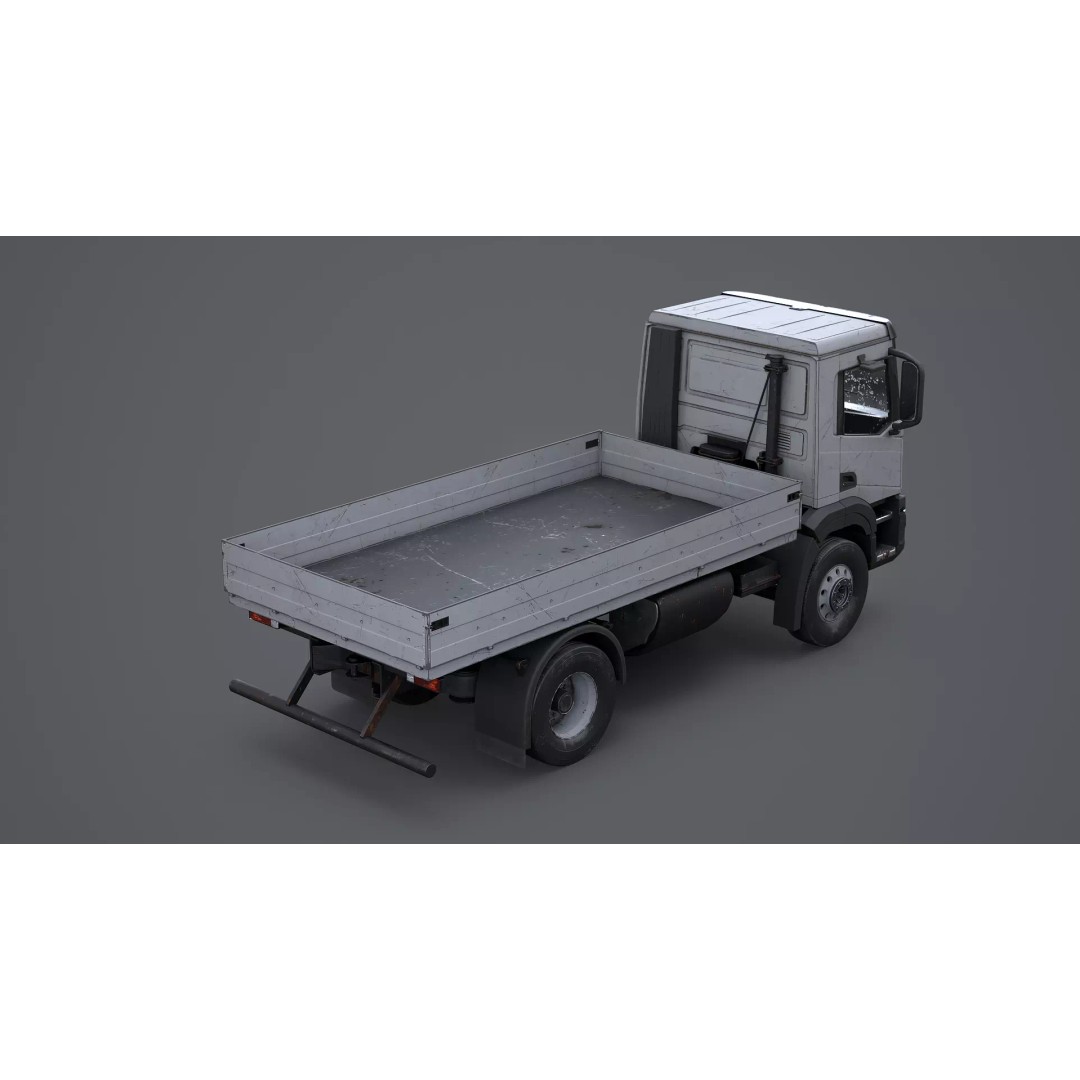 Realistic Flatbed Truck 3D Model – Aged & Rusted, PBR Textures - View 6