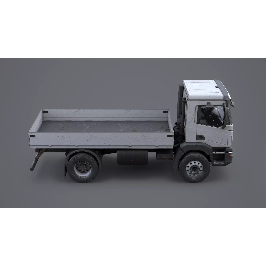 Realistic Flatbed Truck 3D Model – Aged & Rusted, PBR Textures - View 7