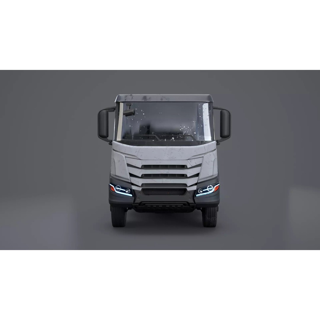 Realistic Flatbed Truck 3D Model – Aged & Rusted, PBR Textures - View 9