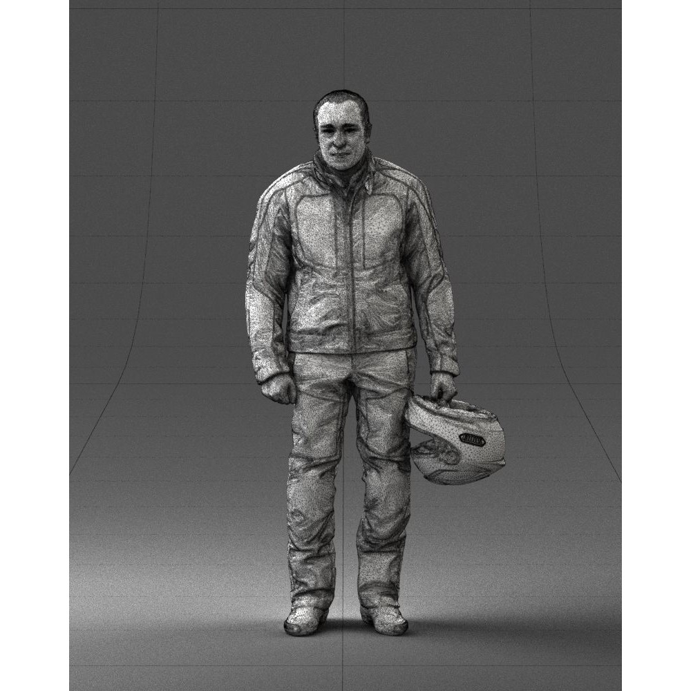 Biker Male Character 3D Model – Low Poly Game Asset, FBX