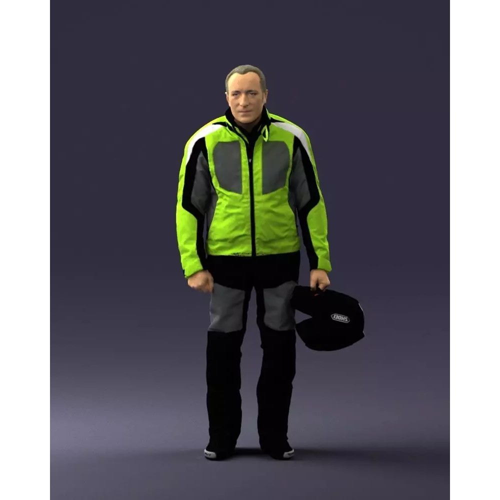 Biker Male Character 3D Model – Low Poly Game Asset, FBX - View 2