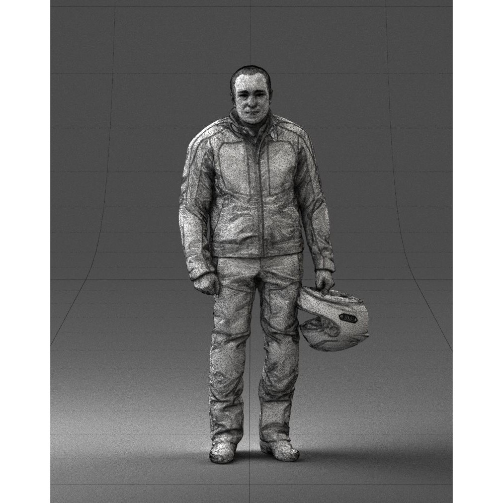 Biker Male Character 3D Model – Low Poly Game Asset, FBX - View 7