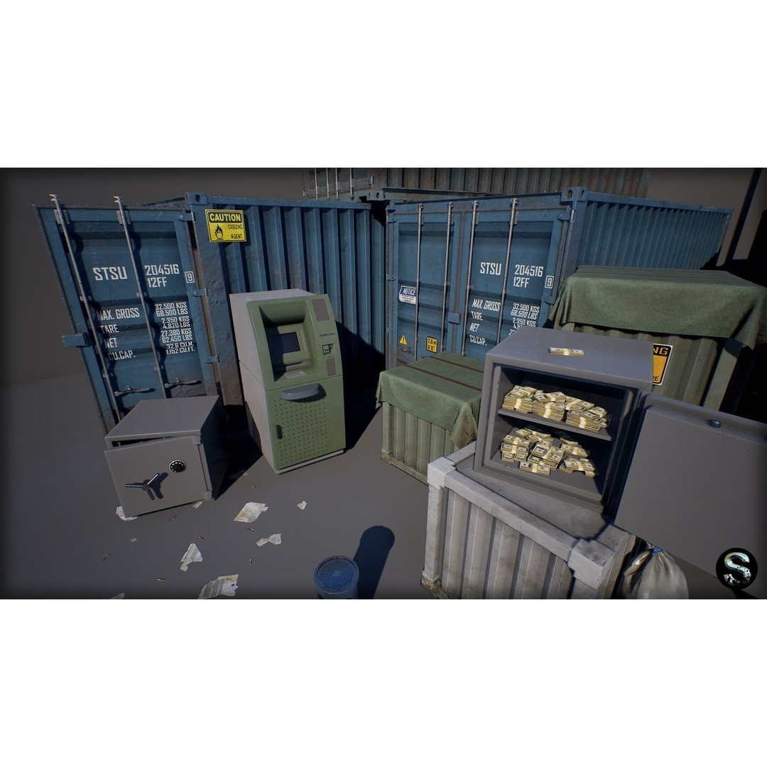 Industrial Props Pack 3D Model – Low Poly Game Asset, FBX, PBR - View 4