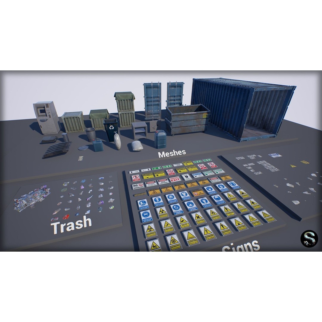 Industrial Props Pack 3D Model – Low Poly Game Asset, FBX, PBR - View 7