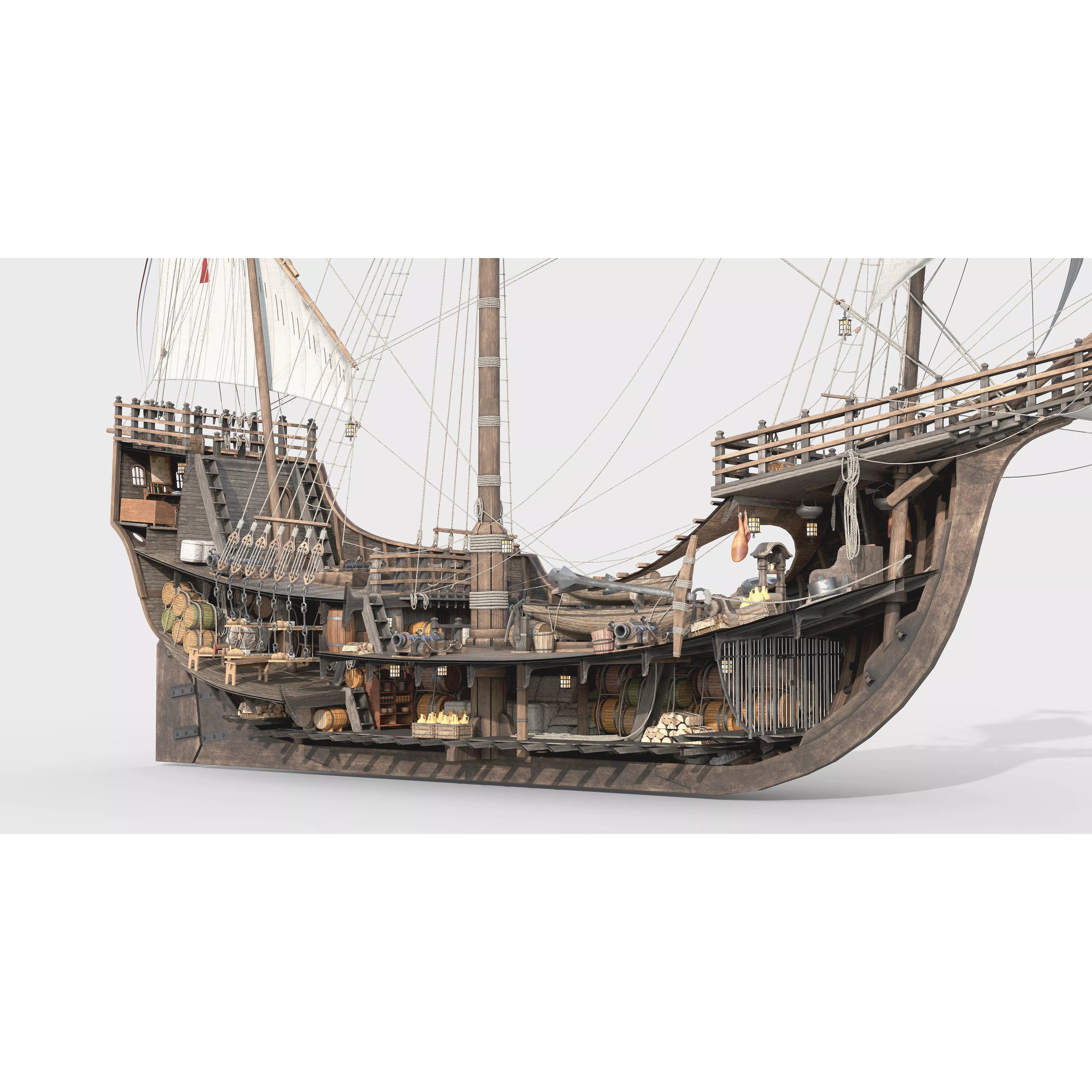 Santa Maria 1495 - Detailed Historic 3D Model - View 2