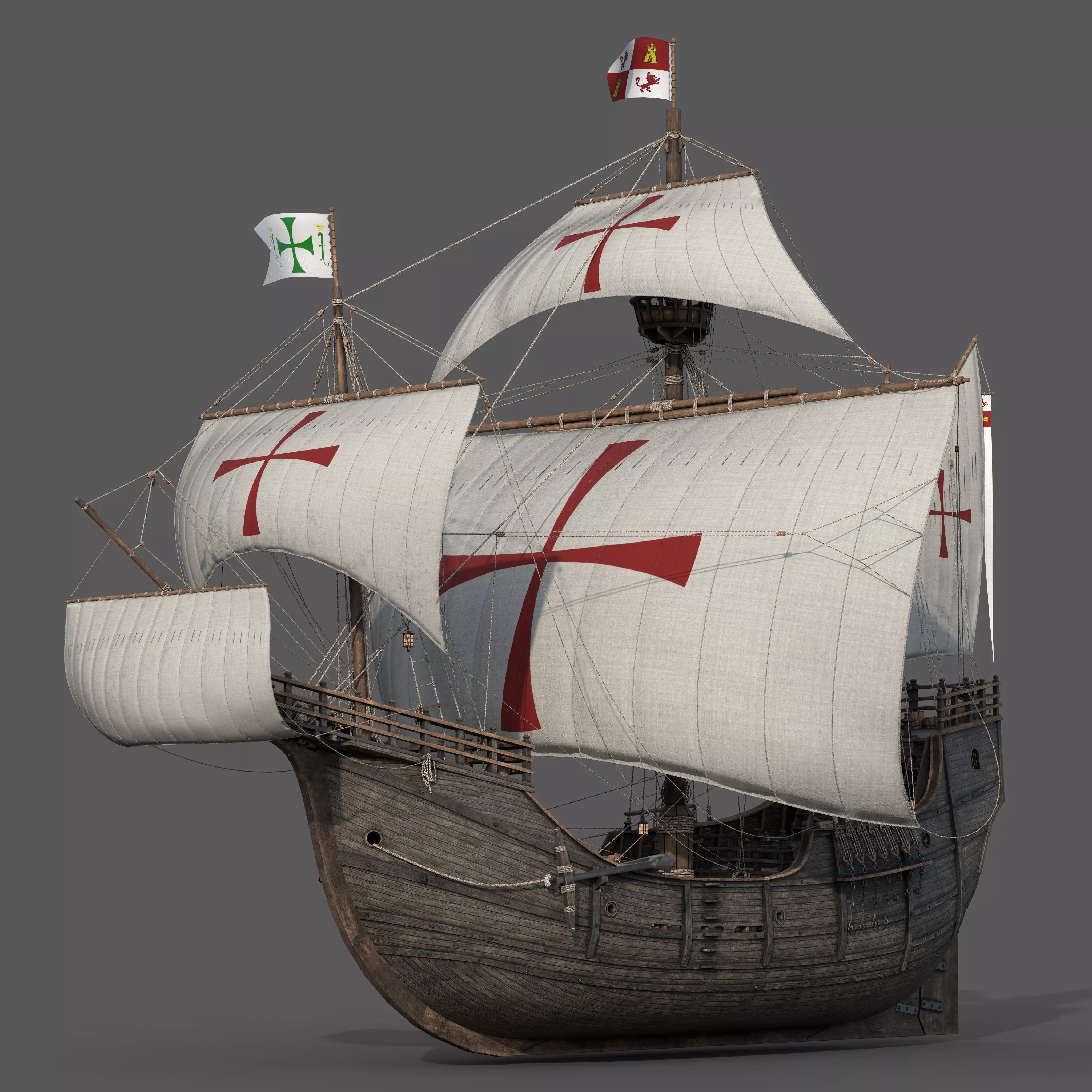 Santa Maria 1495 - Detailed Historic 3D Model - View 3