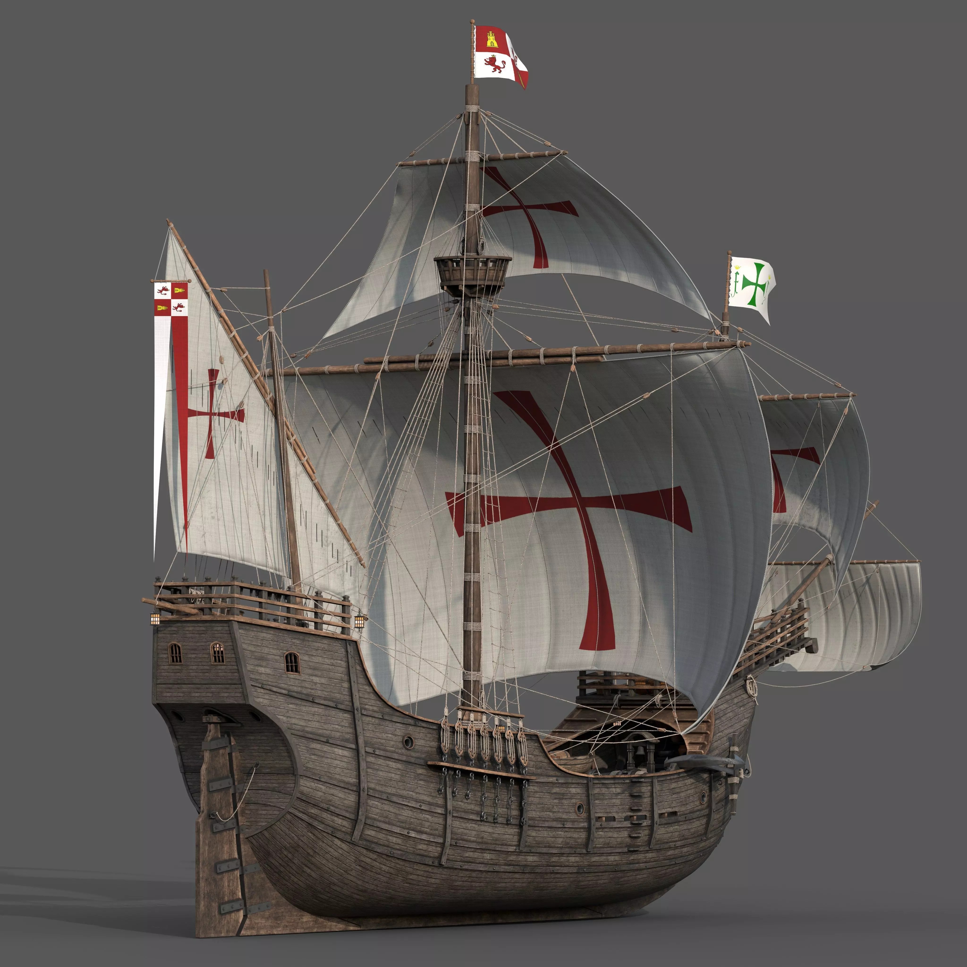 Santa Maria 1495 - Detailed Historic 3D Model - View 4