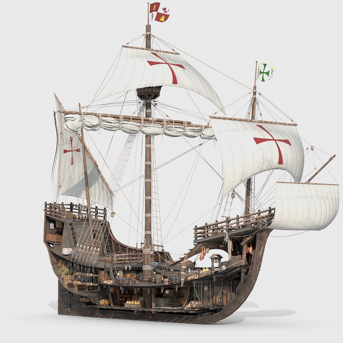 Santa Maria 1495 - Detailed Historic 3D Model - View 5
