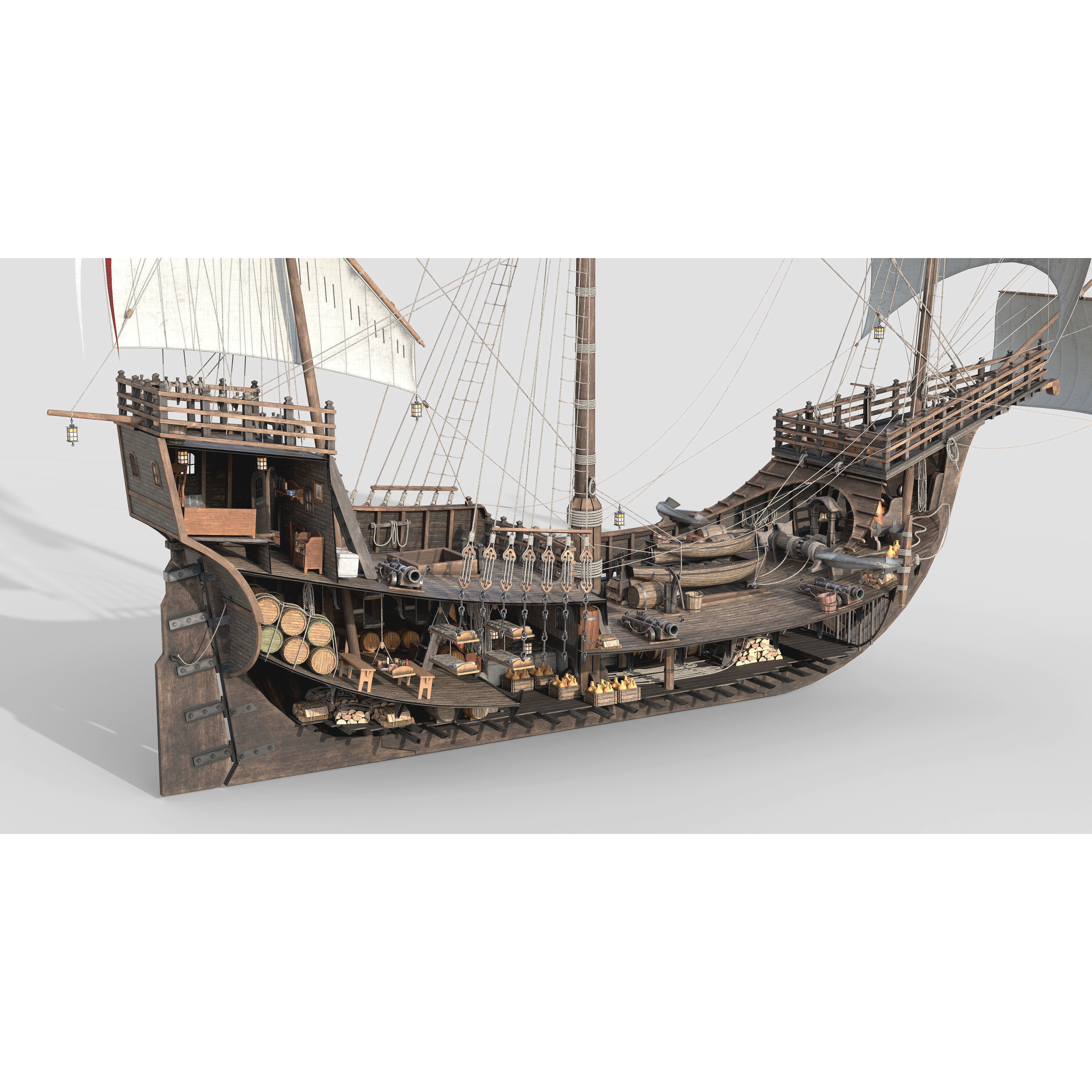 Santa Maria 1495 - Detailed Historic 3D Model - View 6