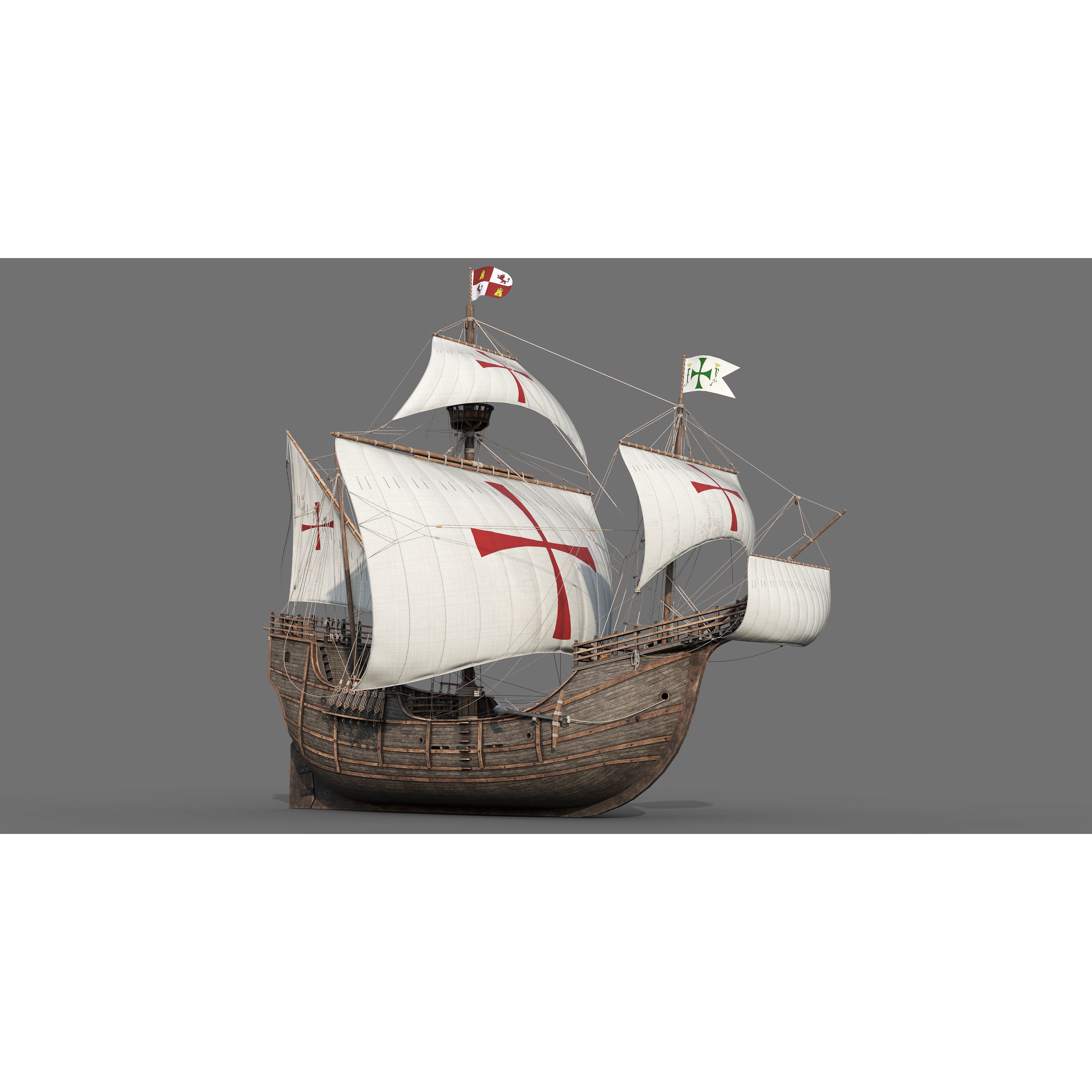 Santa Maria 1495 - Detailed Historic 3D Model - View 7