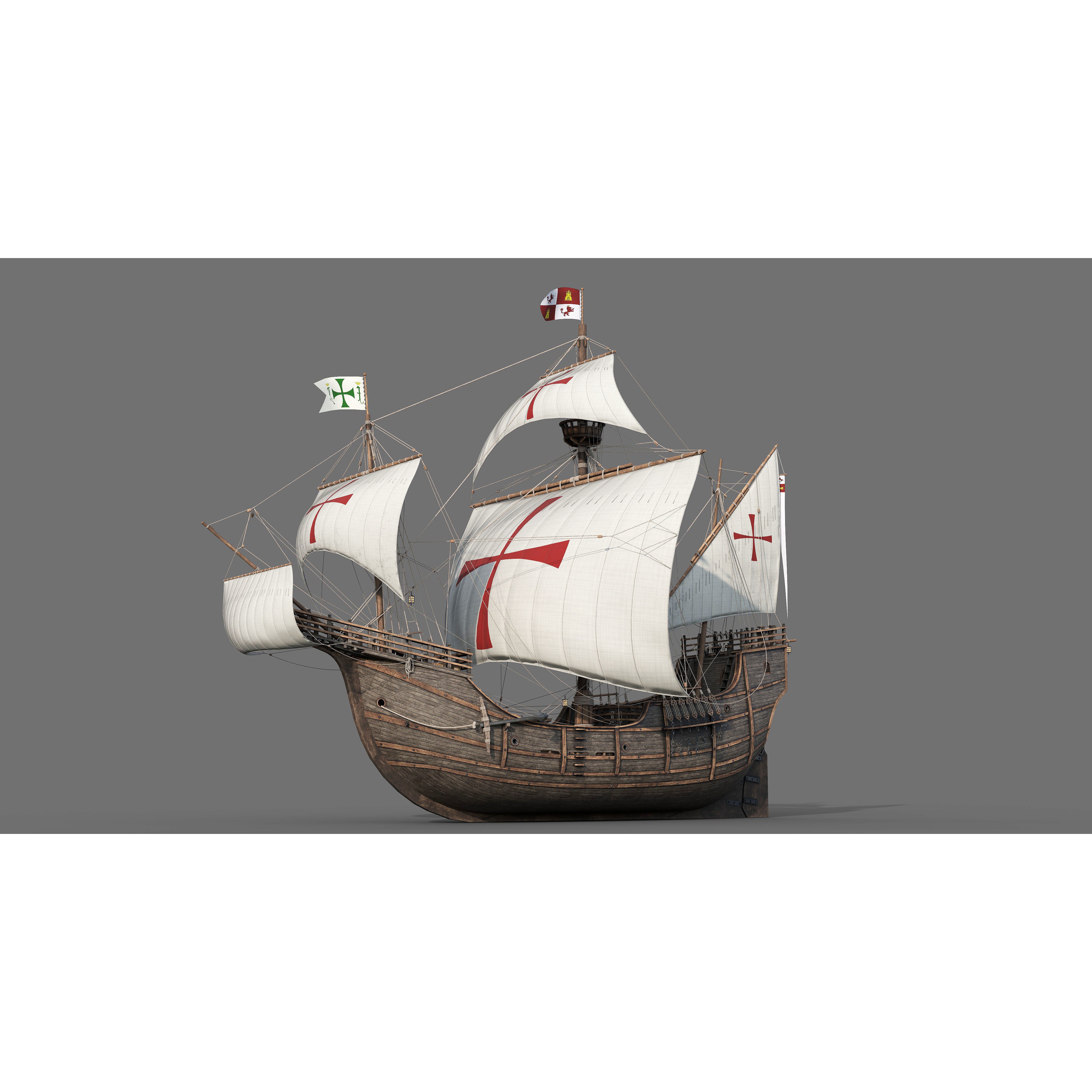 Santa Maria 1495 - Detailed Historic 3D Model - View 8