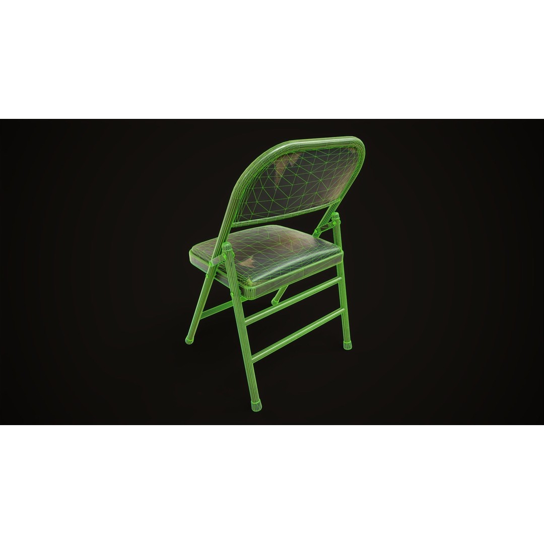 Metal Folding Chair 3D Model – Low Poly Game Ready Asset, FBX