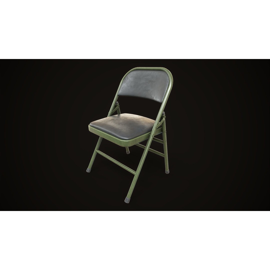 Metal Folding Chair 3D Model – Low Poly Game Ready Asset, FBX - View 11