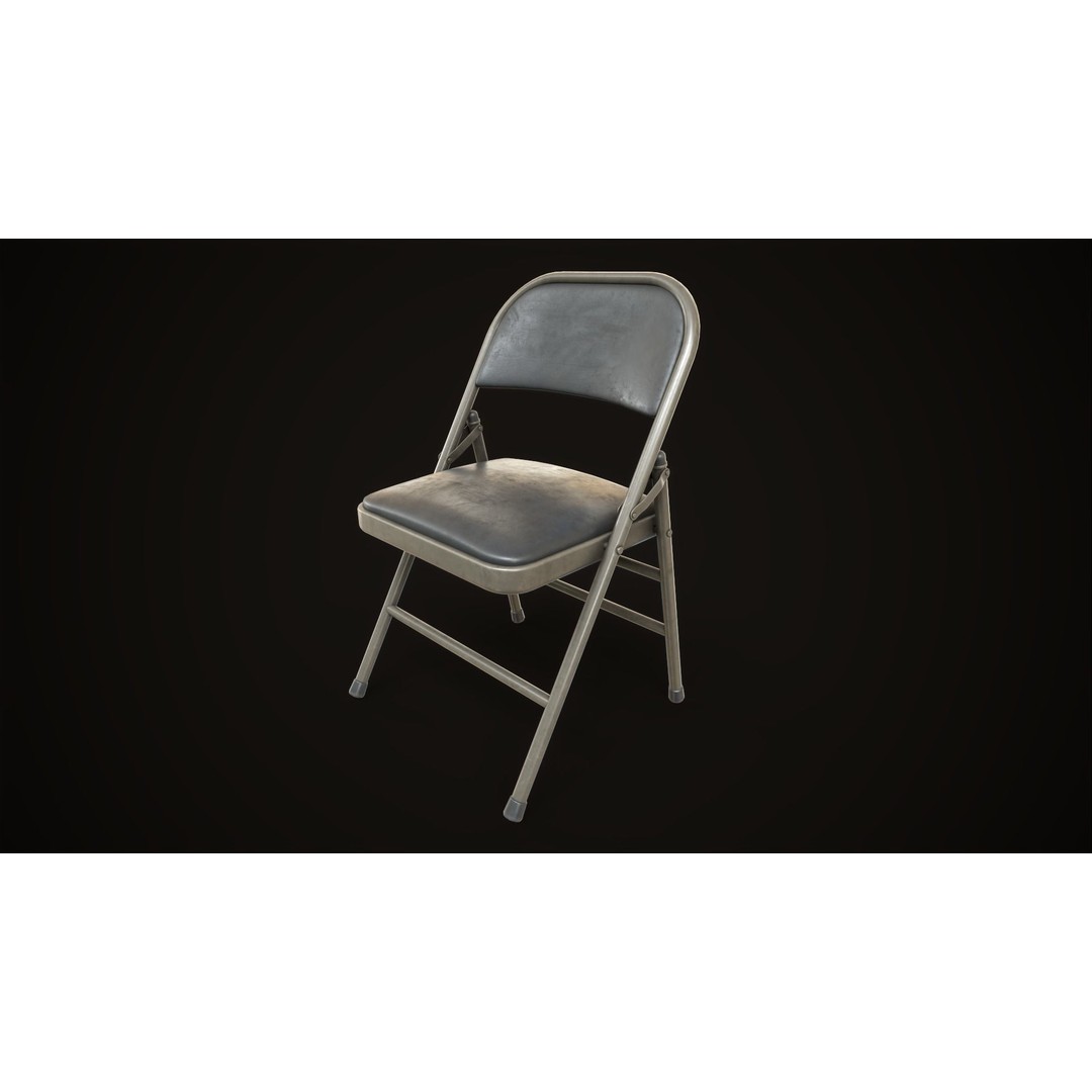 Metal Folding Chair 3D Model – Low Poly Game Ready Asset, FBX - View 12