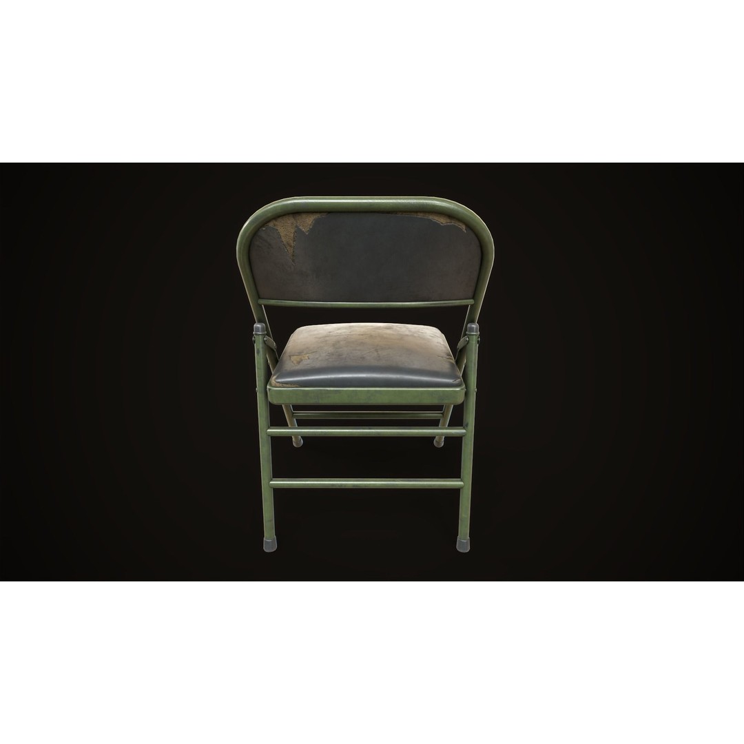 Metal Folding Chair 3D Model – Low Poly Game Ready Asset, FBX - View 13