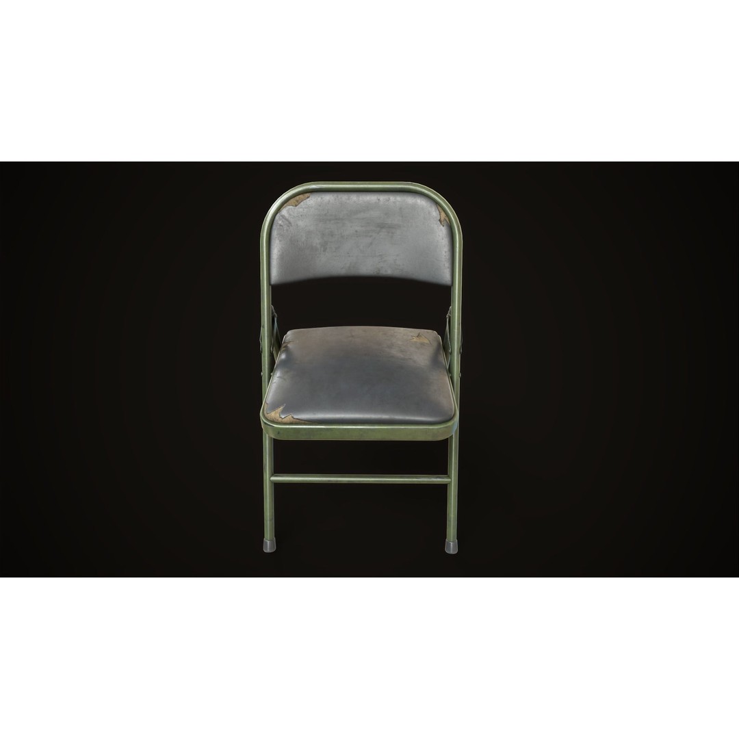 Metal Folding Chair 3D Model – Low Poly Game Ready Asset, FBX - View 14