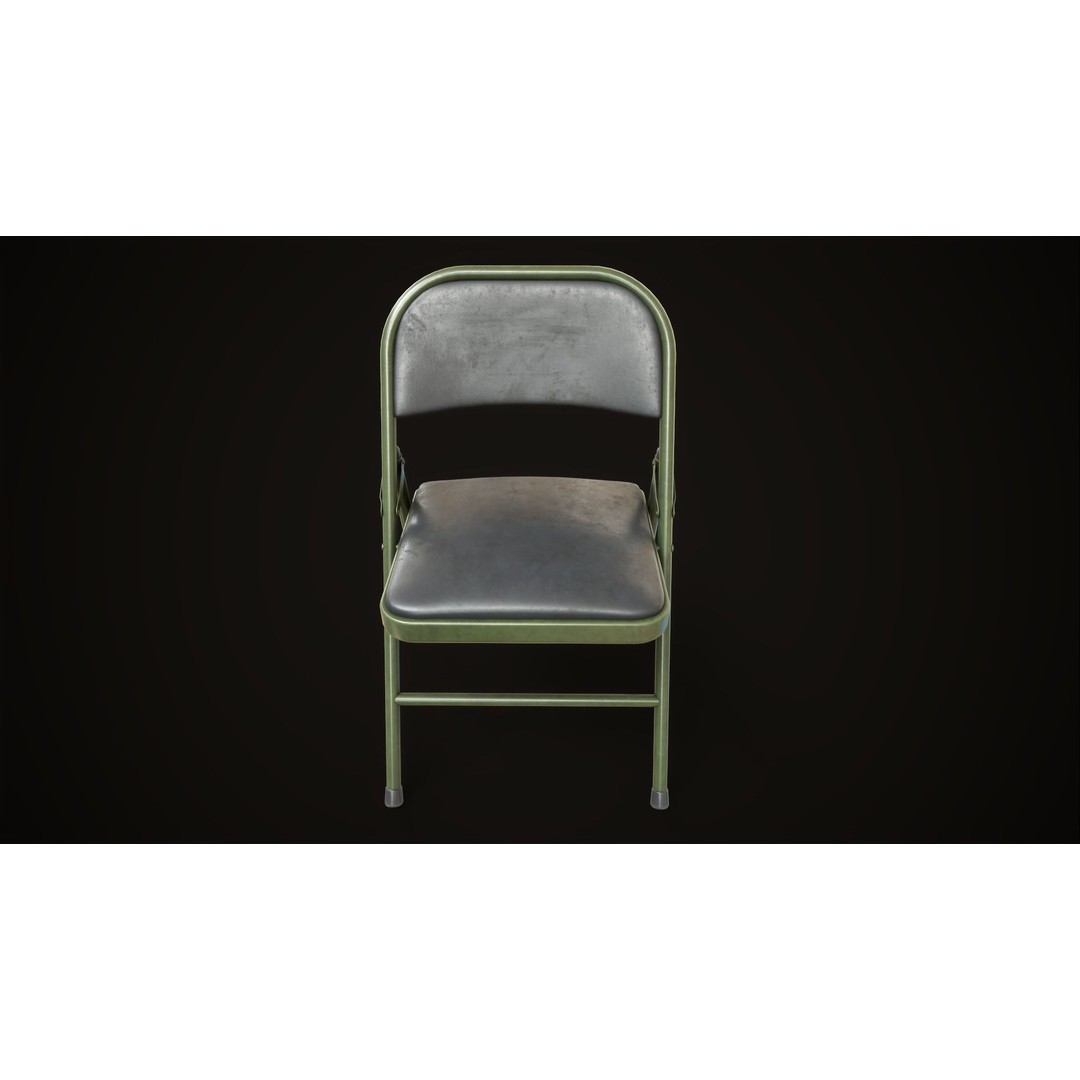 Metal Folding Chair 3D Model – Low Poly Game Ready Asset, FBX - View 15