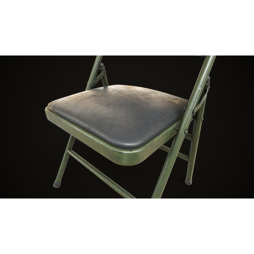 Metal Folding Chair 3D Model – Low Poly Game Ready Asset, FBX - View 17