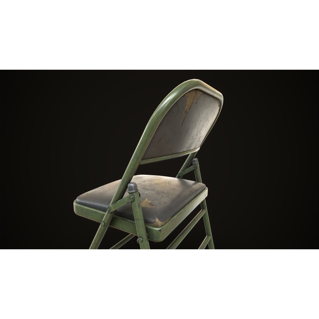 Metal Folding Chair 3D Model – Low Poly Game Ready Asset, FBX - View 18