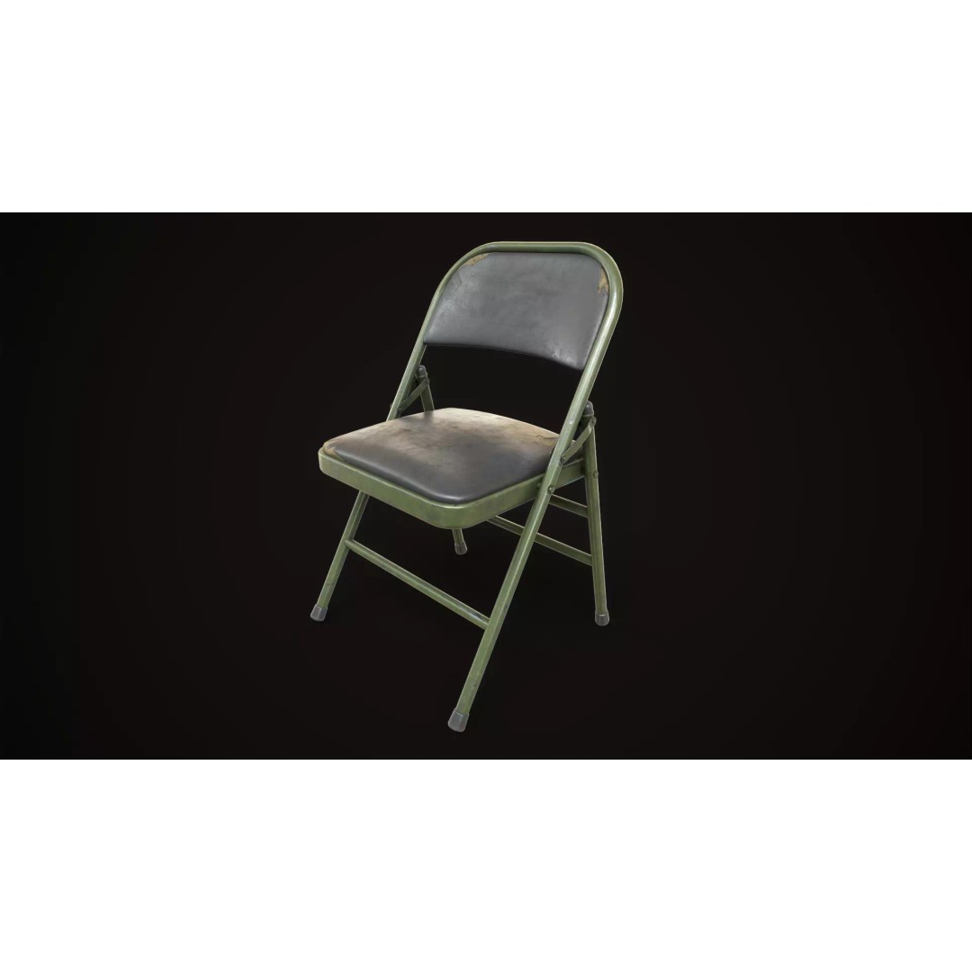 Metal Folding Chair 3D Model – Low Poly Game Ready Asset, FBX - View 2