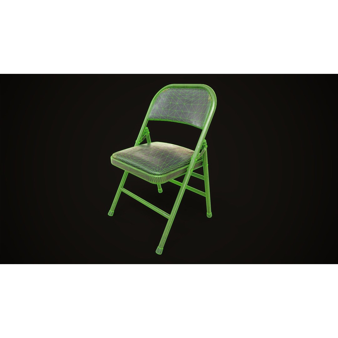 Metal Folding Chair 3D Model – Low Poly Game Ready Asset, FBX - View 20