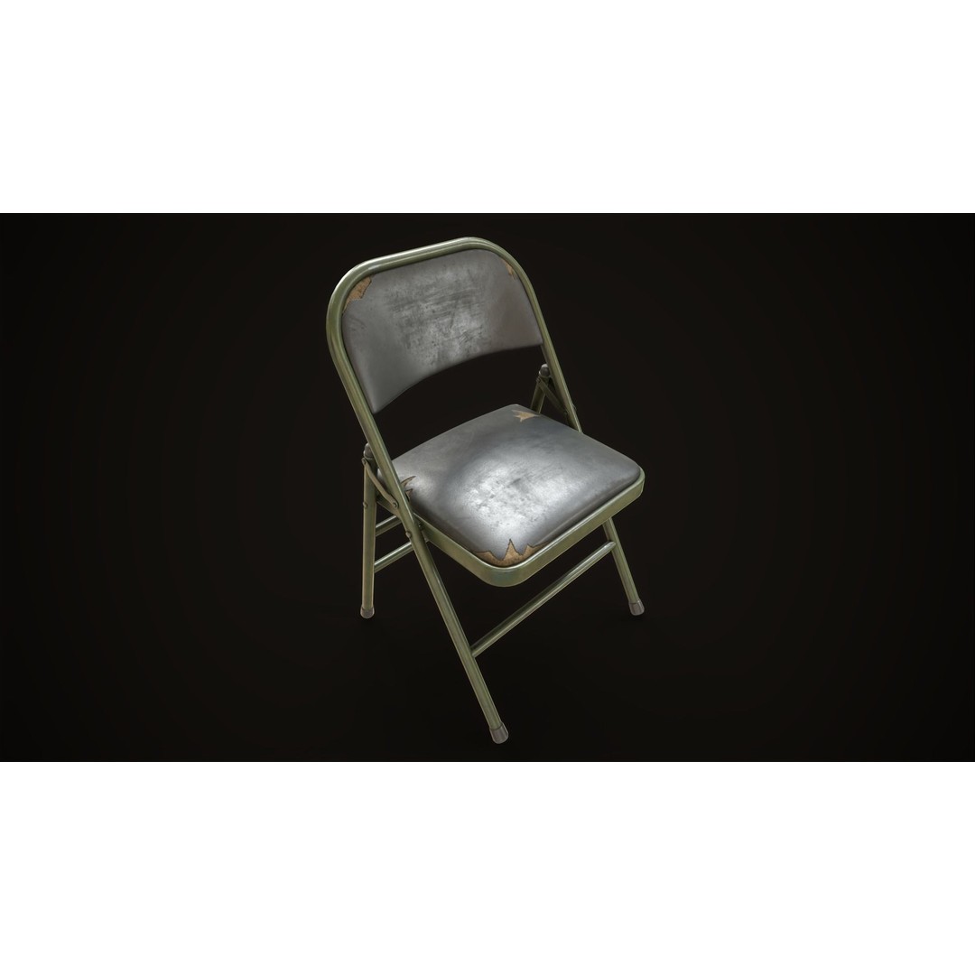 Metal Folding Chair 3D Model – Low Poly Game Ready Asset, FBX - View 5
