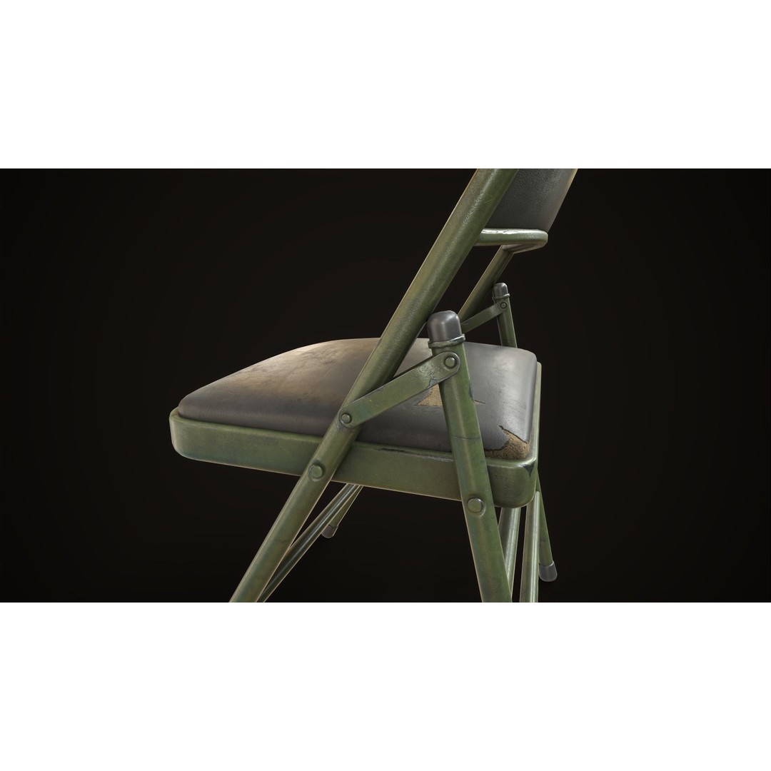 Metal Folding Chair 3D Model – Low Poly Game Ready Asset, FBX - View 6