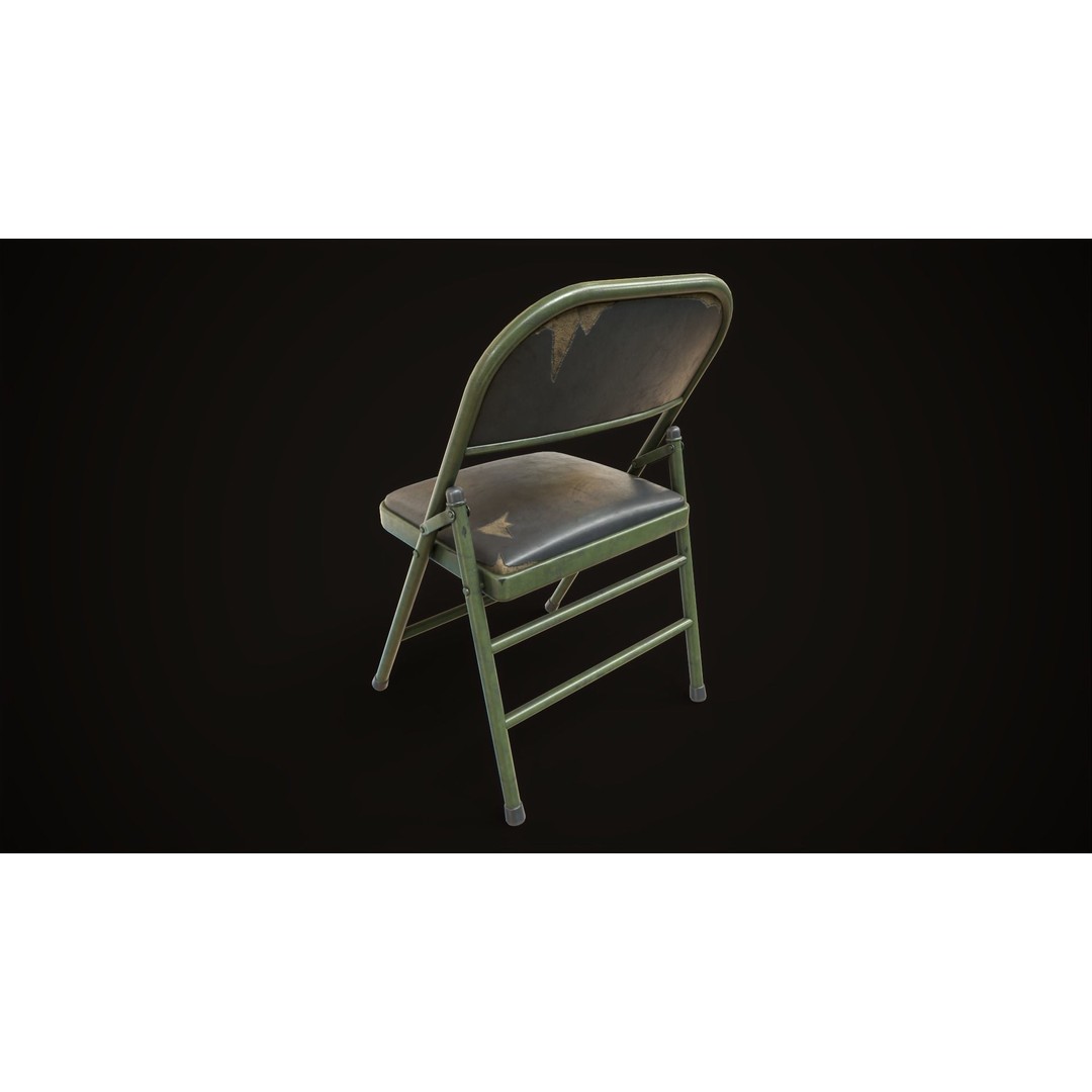 Metal Folding Chair 3D Model – Low Poly Game Ready Asset, FBX - View 7