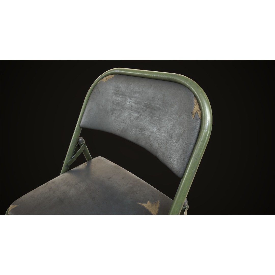 Metal Folding Chair 3D Model – Low Poly Game Ready Asset, FBX - View 8