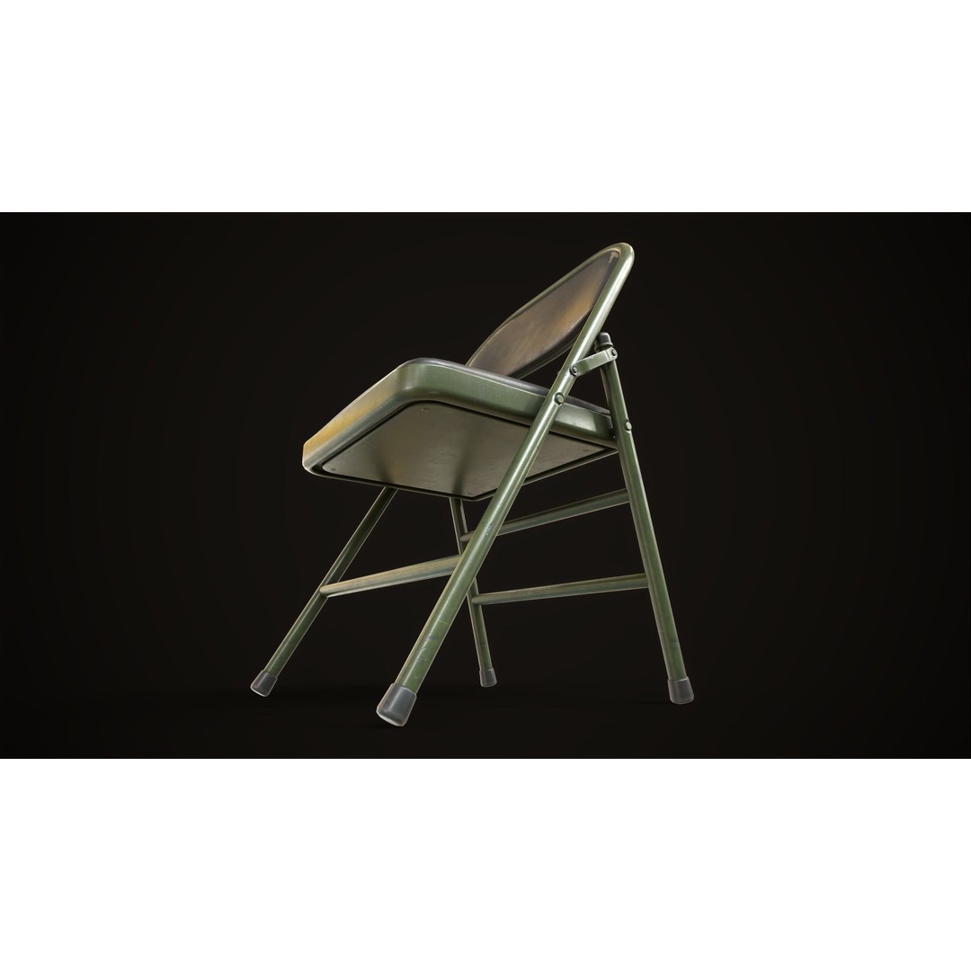 Metal Folding Chair 3D Model – Low Poly Game Ready Asset, FBX - View 9