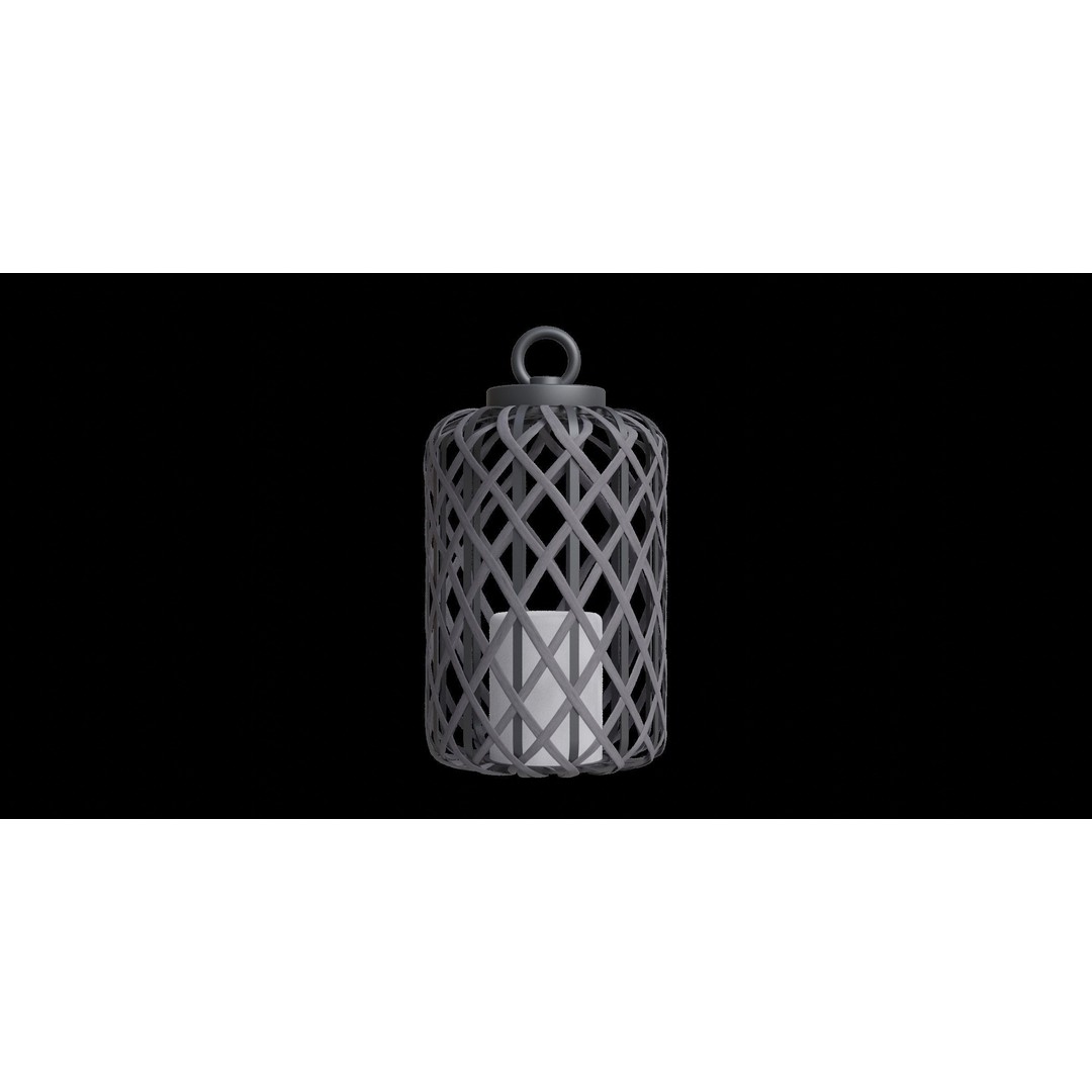 Woven Basket Pendant 3D Model – Low Poly Lamp with PBR Textures, Blender - View 3