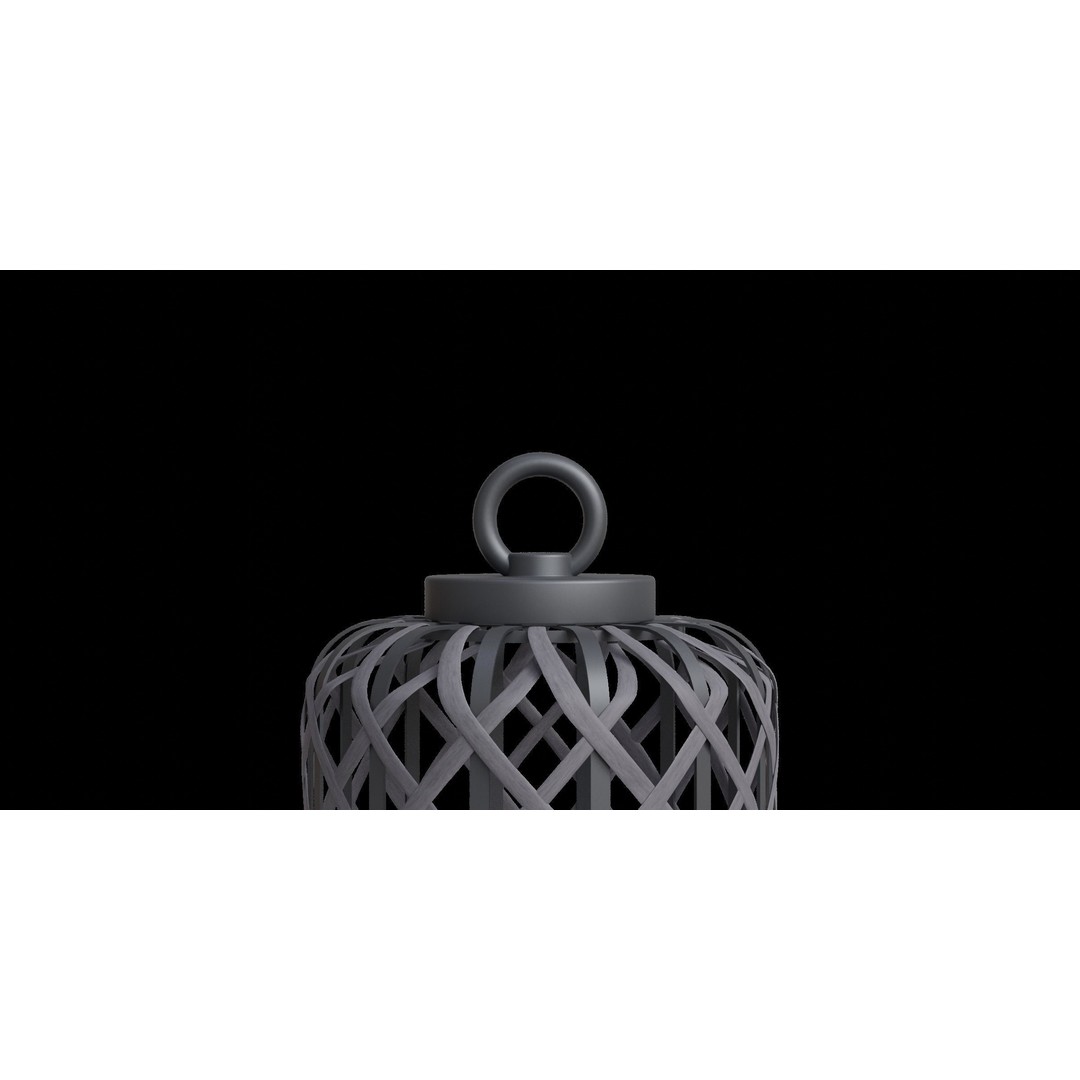 Woven Basket Pendant 3D Model – Low Poly Lamp with PBR Textures, Blender - View 6