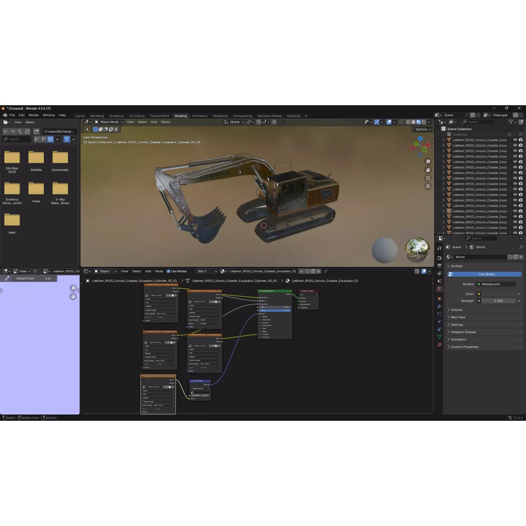 Liebherr R920 Litronic Crawler Excavator 3D Model – High Poly PBR Asset, FBX, OBJ - View 11