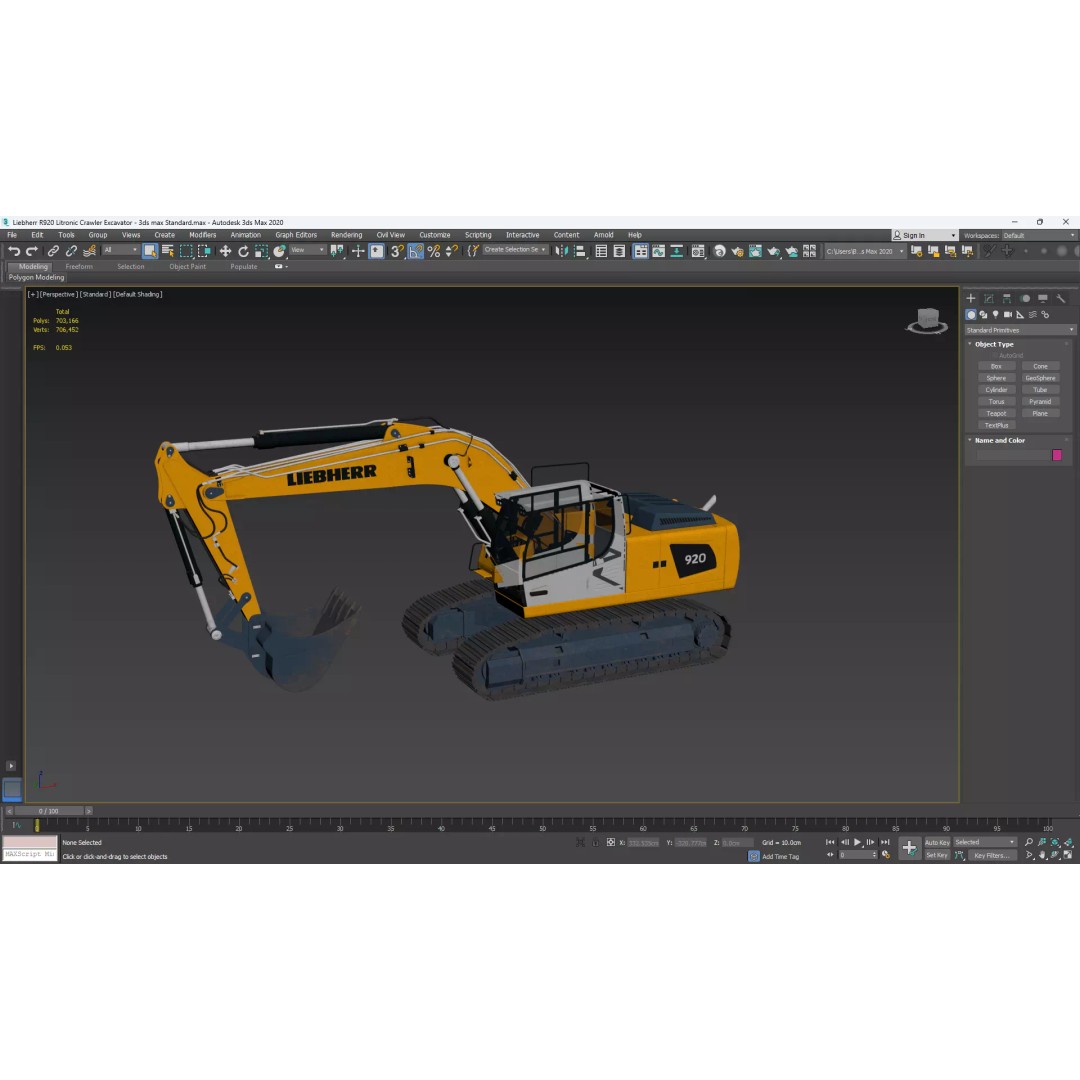 Liebherr R920 Litronic Crawler Excavator 3D Model – High Poly PBR Asset, FBX, OBJ - View 13