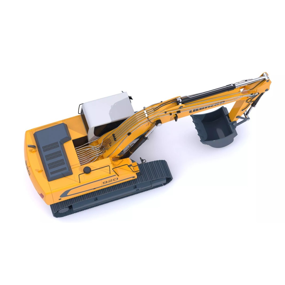 Liebherr R920 Litronic Crawler Excavator 3D Model – High Poly PBR Asset, FBX, OBJ - View 15