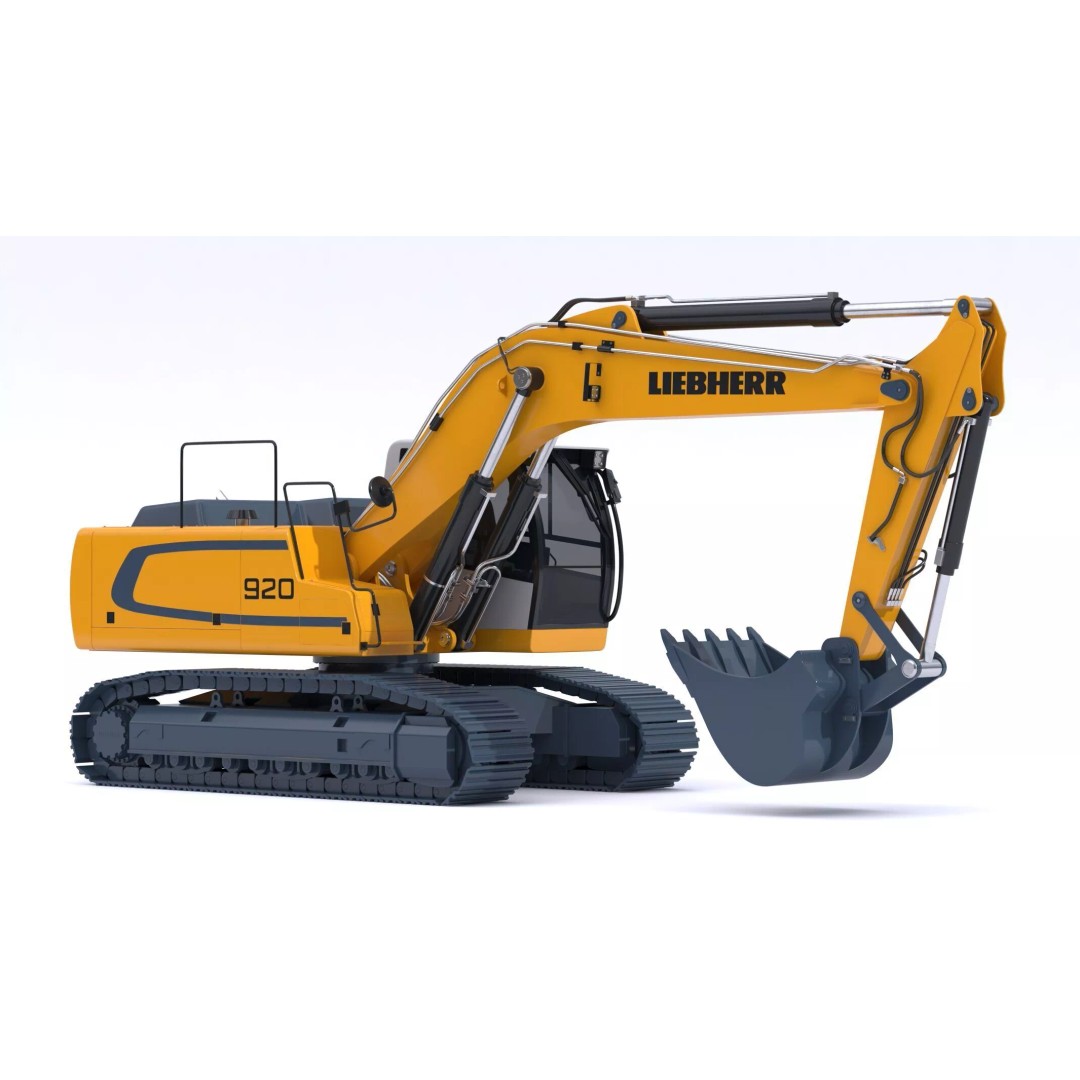 Liebherr R920 Litronic Crawler Excavator 3D Model – High Poly PBR Asset, FBX, OBJ - View 2
