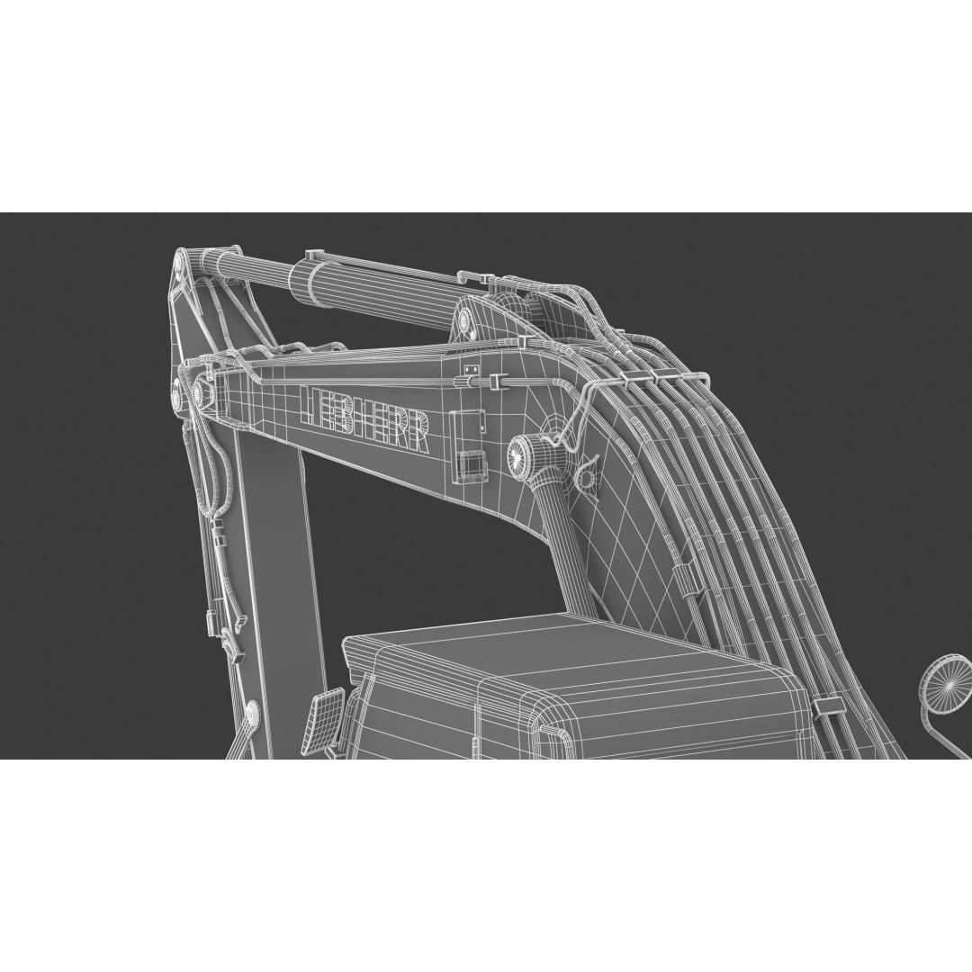 Liebherr R920 Litronic Crawler Excavator 3D Model – High Poly PBR Asset, FBX, OBJ - View 20