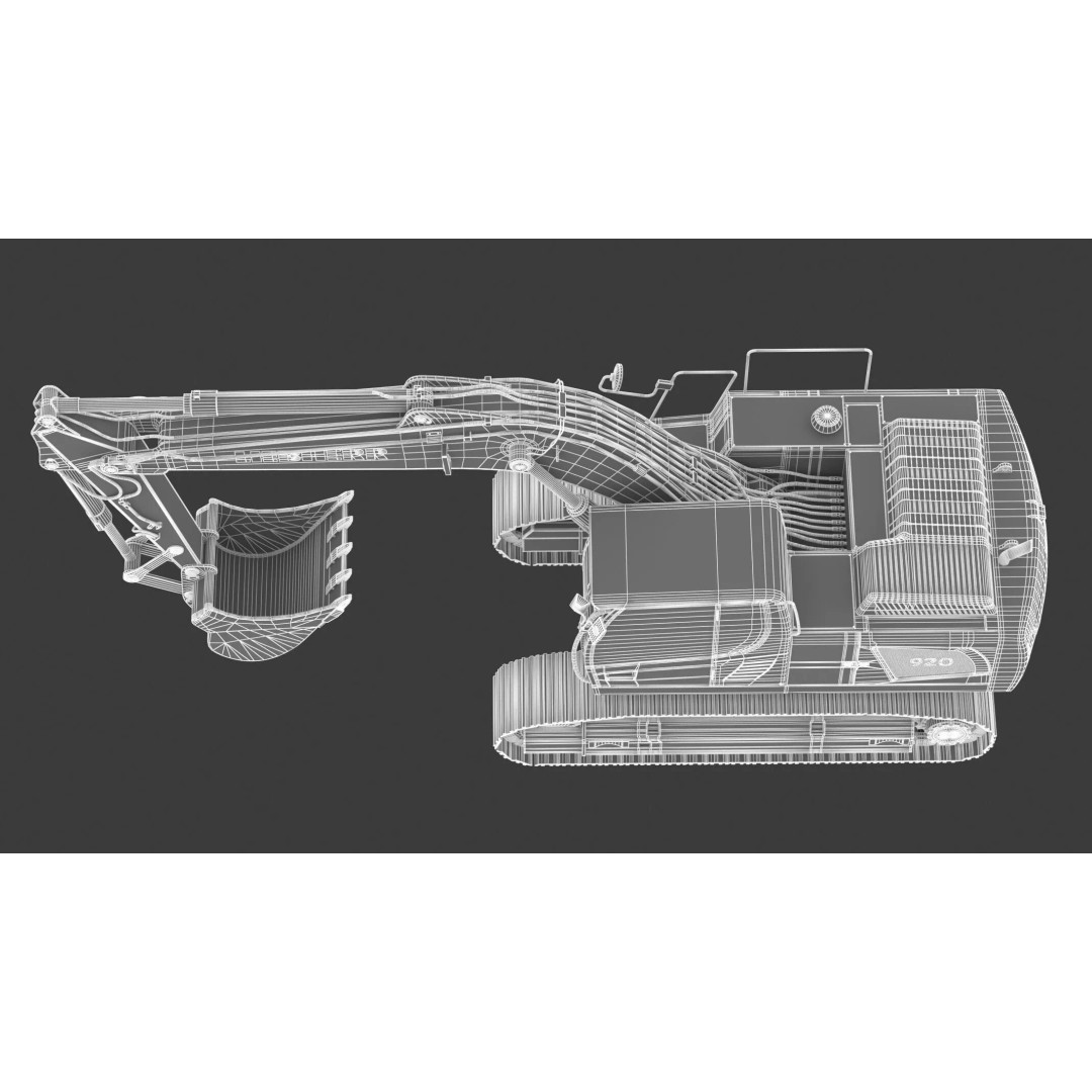 Liebherr R920 Litronic Crawler Excavator 3D Model – High Poly PBR Asset, FBX, OBJ - View 23