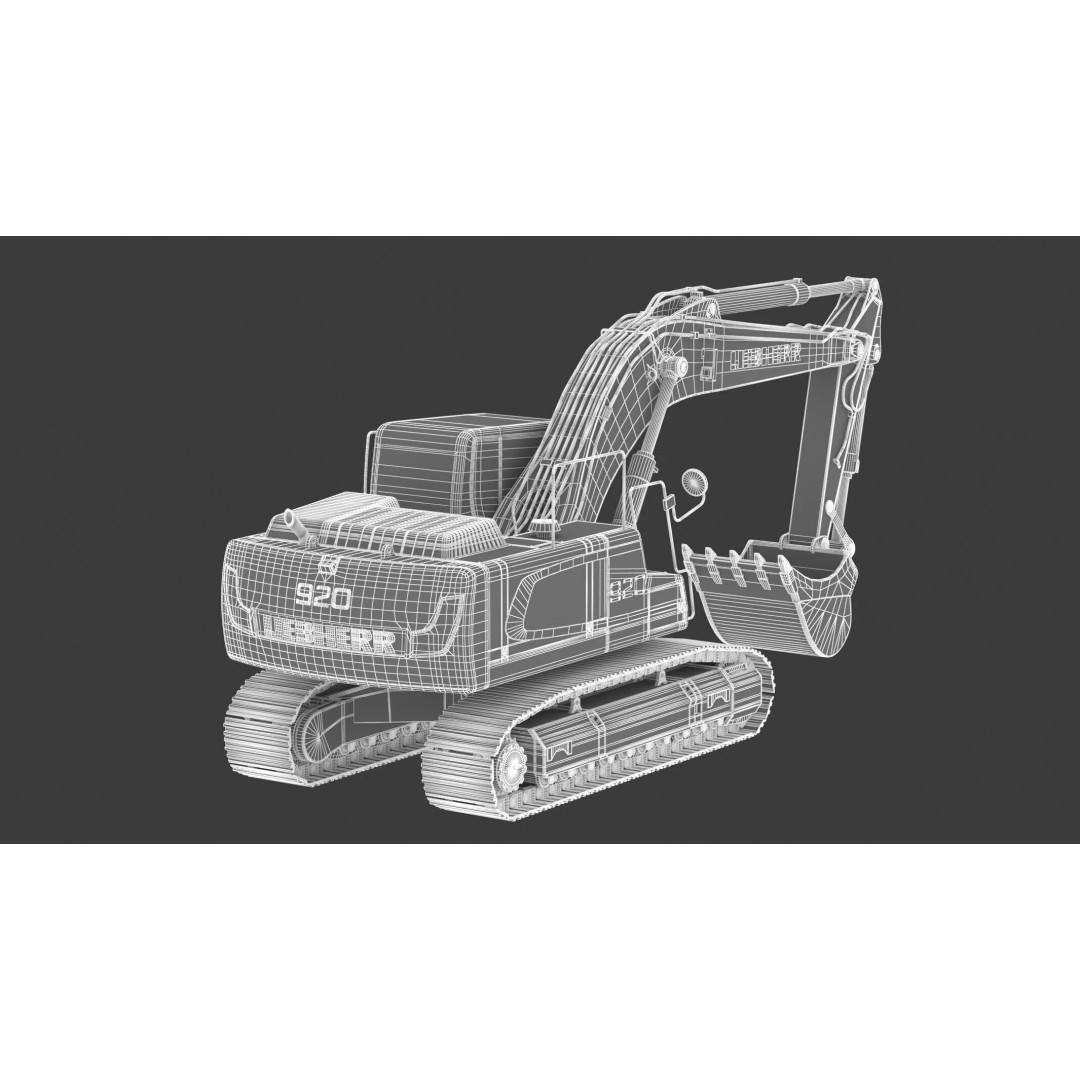 Liebherr R920 Litronic Crawler Excavator 3D Model – High Poly PBR Asset, FBX, OBJ - View 24