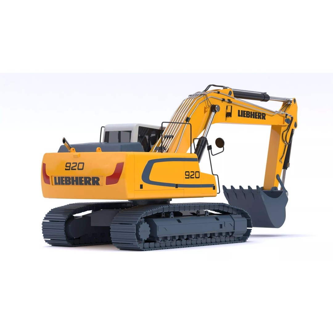 Liebherr R920 Litronic Crawler Excavator 3D Model – High Poly PBR Asset, FBX, OBJ - View 5