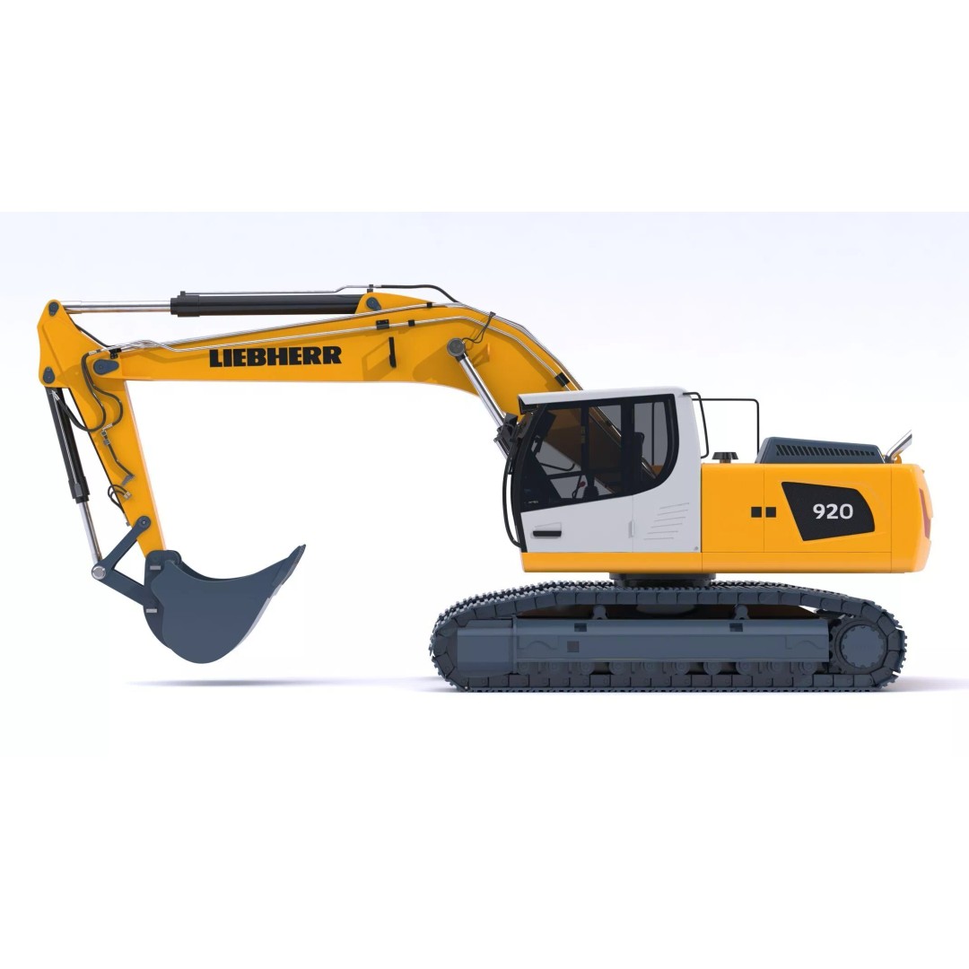 Liebherr R920 Litronic Crawler Excavator 3D Model – High Poly PBR Asset, FBX, OBJ - View 6