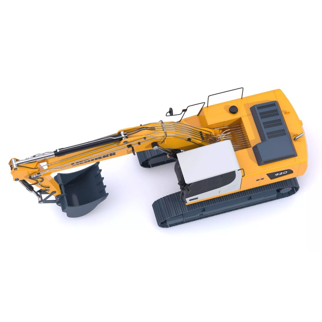 Liebherr R920 Litronic Crawler Excavator 3D Model – High Poly PBR Asset, FBX, OBJ - View 7