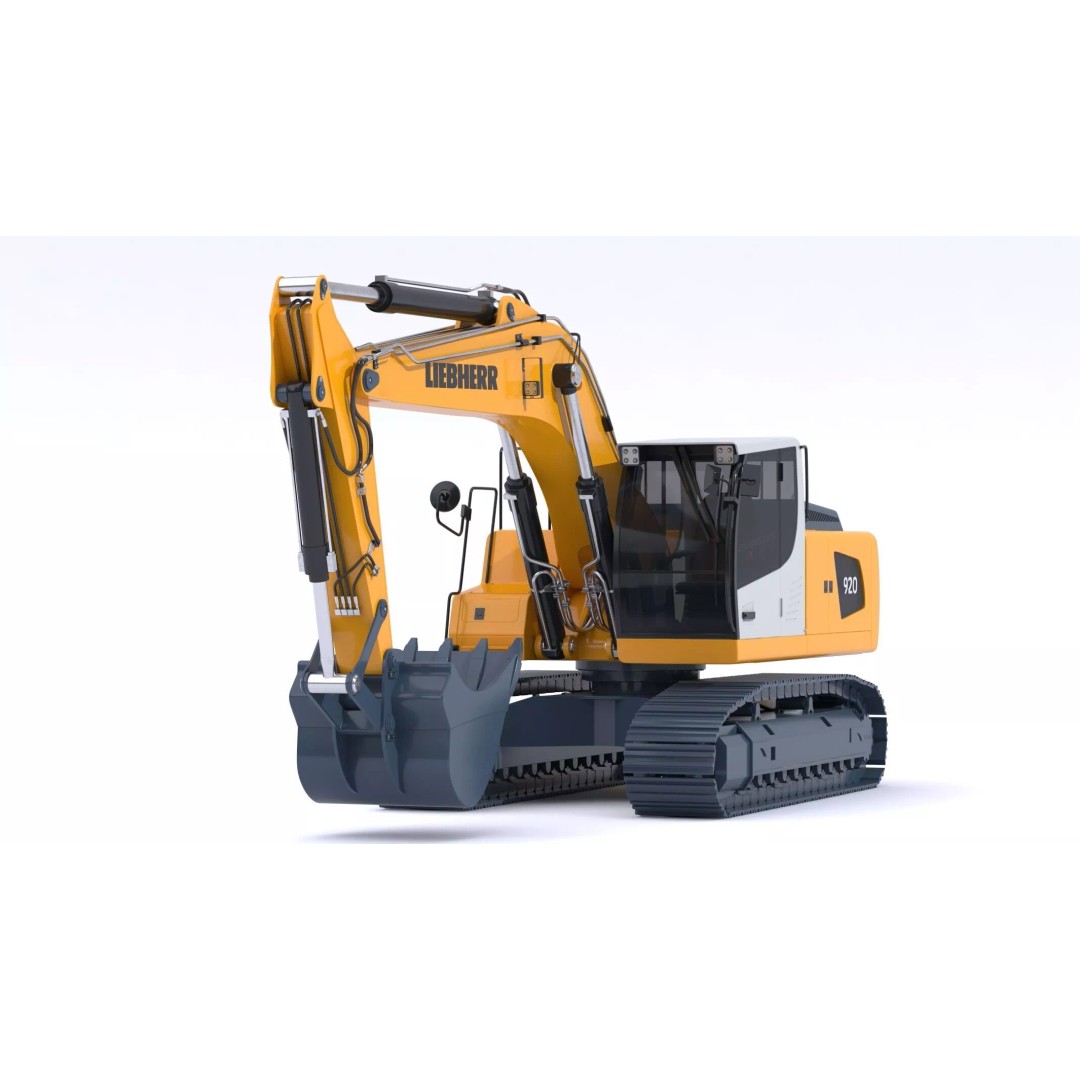 Liebherr R920 Litronic Crawler Excavator 3D Model – High Poly PBR Asset, FBX, OBJ - View 8