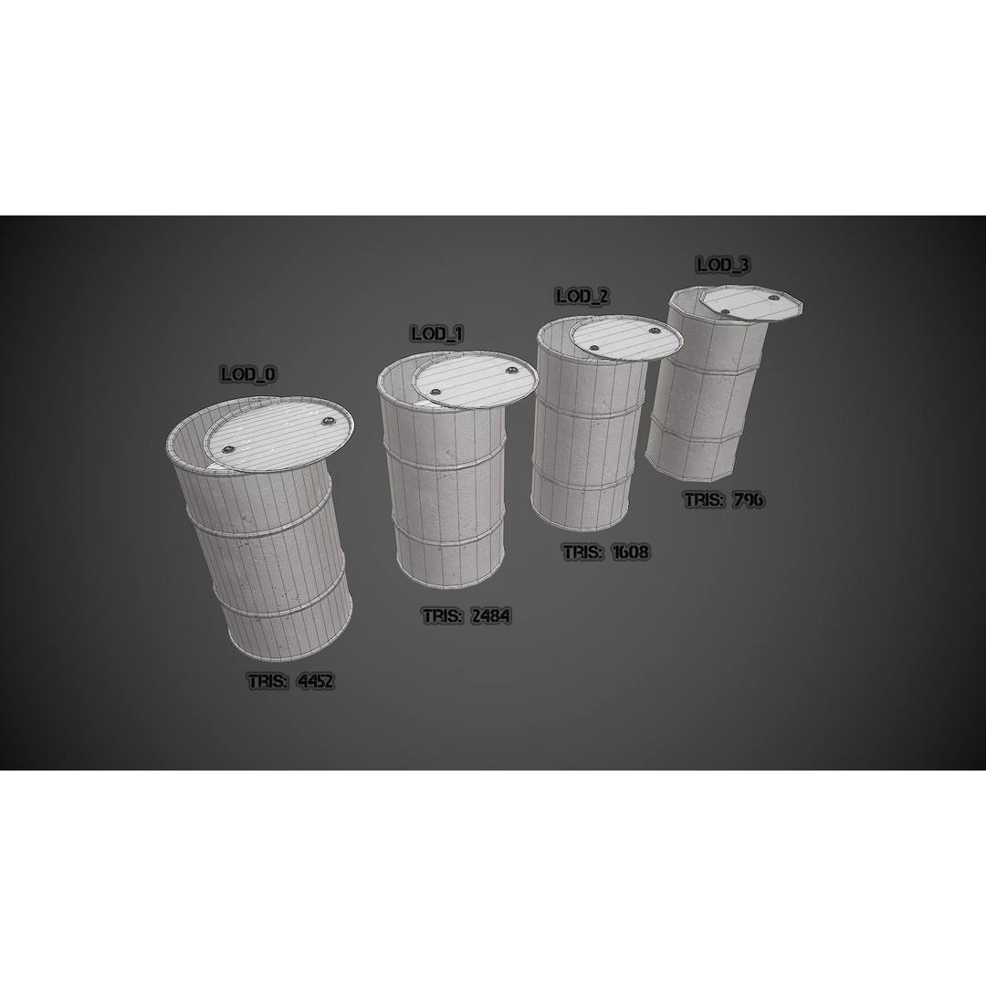 Military Barrels 3D Model – Low Poly Game Asset, FBX, PBR Textures - View 11