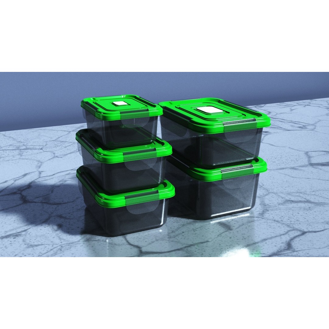 Food Storage Container 3D Model – Low Poly PBR Kitchenware, FBX, OBJ - View 3