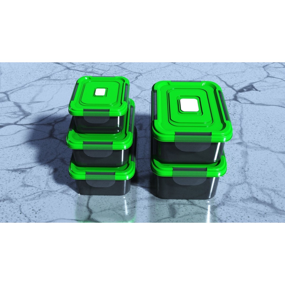 Food Storage Container 3D Model – Low Poly PBR Kitchenware, FBX, OBJ - View 4