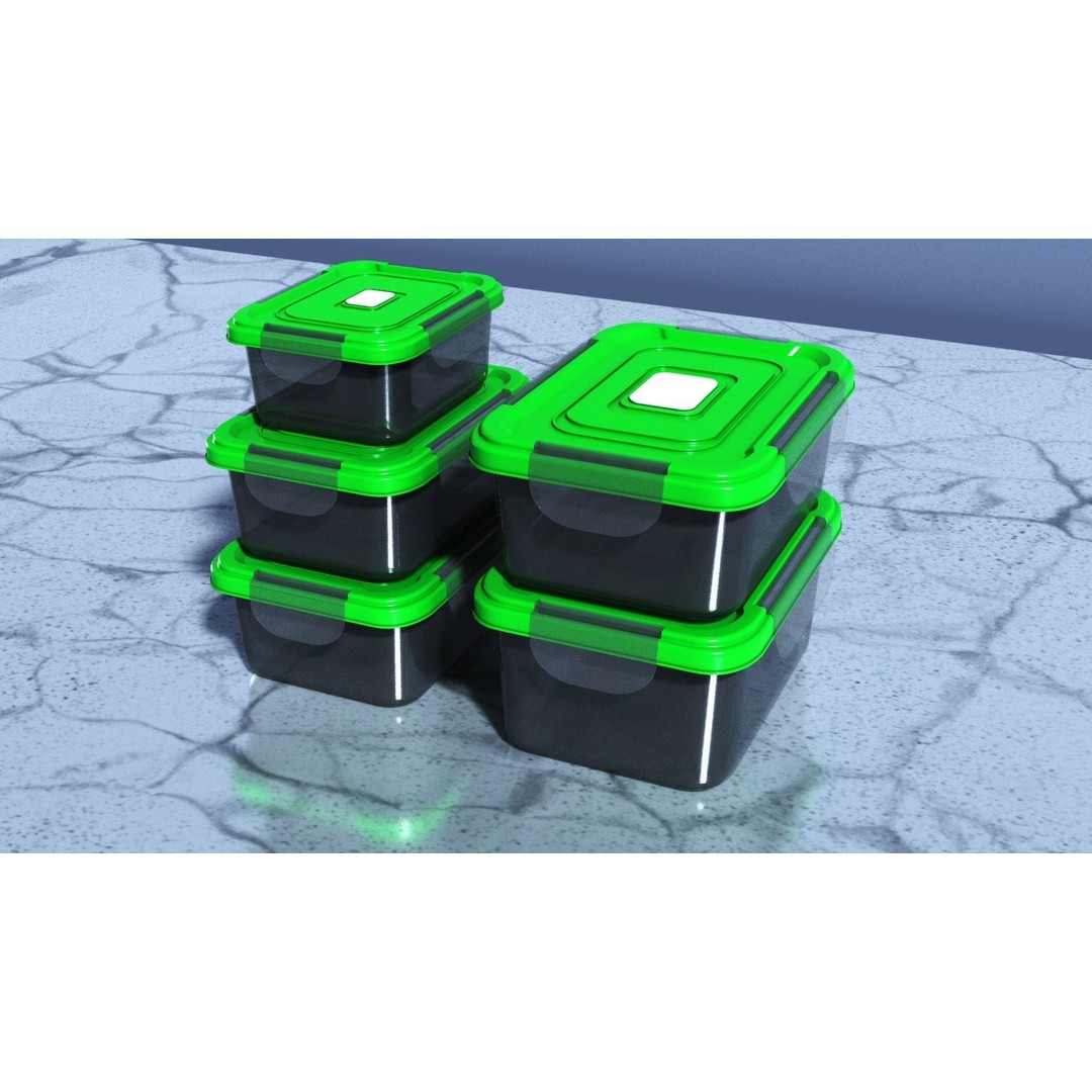 Food Storage Container 3D Model – Low Poly PBR Kitchenware, FBX, OBJ - View 5