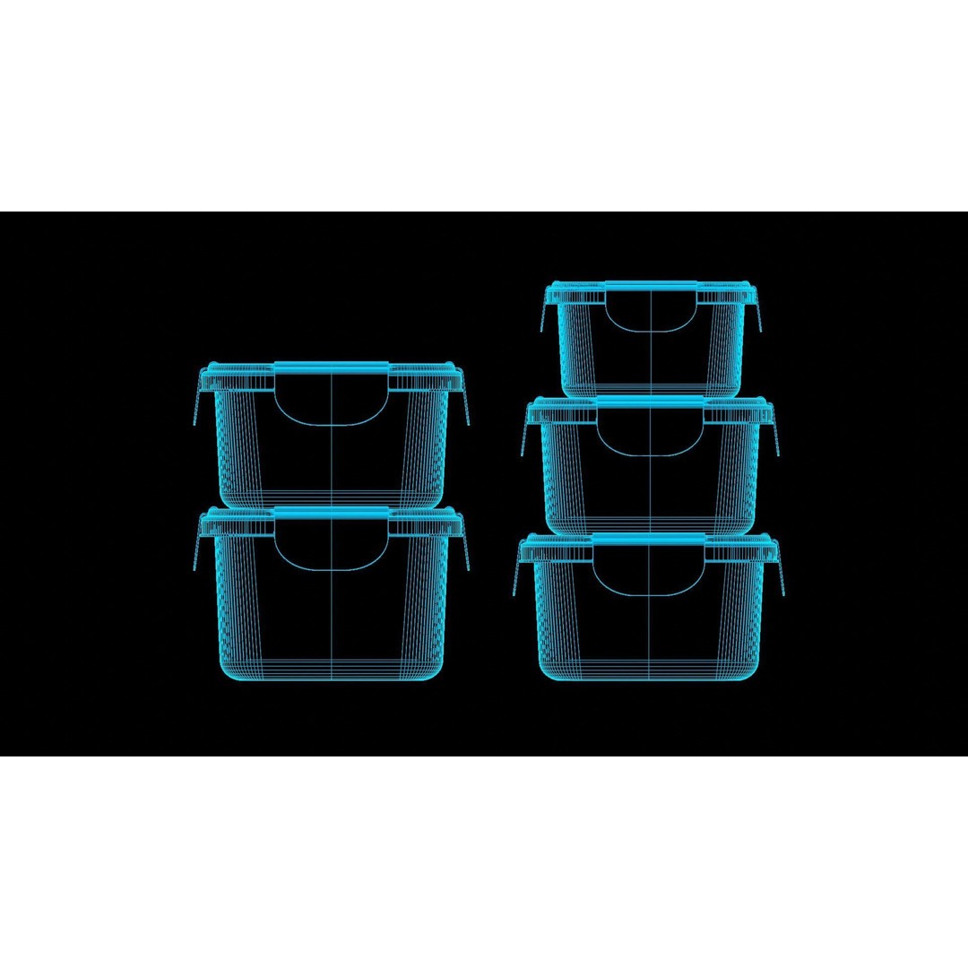 Food Storage Container 3D Model – Low Poly PBR Kitchenware, FBX, OBJ - View 6