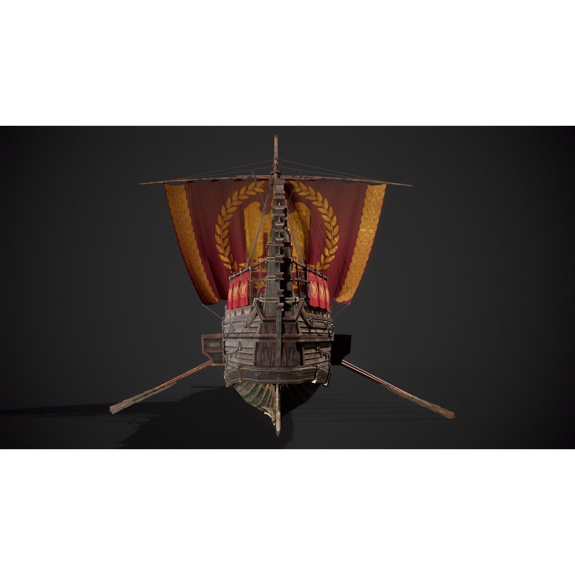 Trireme - Low-Poly Game-Ready 3D Model - View 10