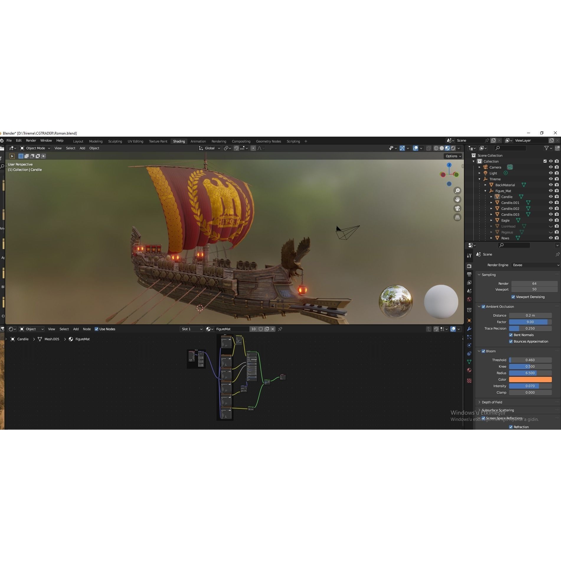 Trireme - Low-Poly Game-Ready 3D Model - View 24